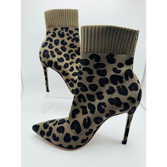 Gianvito Rossi Gray Leopard Print Knit Stretch Bootie  size 39.5 - Picture 11 of 12